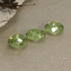 Demantoid Garnet Gemstones in 4.8 x 3.9 mm Size for Sale, Demantoid Garnet Stones in Light Forest Green Color