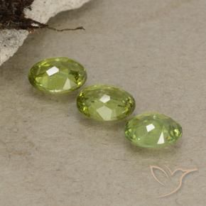 Demantoid Garnet Gemstones in 5 x 4 mm (calibrated) Size for Sale, Demantoid Garnet Stones in Olive Green Color