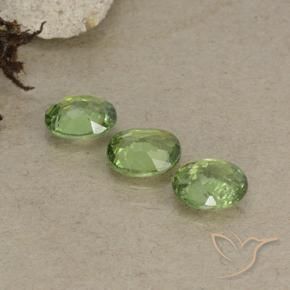 Demantoid Garnet Gemstones in 5 x 4 mm (calibrated) Size for Sale, Demantoid Garnet Stones in Light Green Color