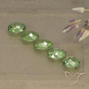 Demantoid Garnet Gemstones in 5.4 x 4.2 mm Size for Sale, Demantoid Garnet Stones in Forest Green Color