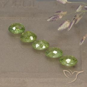 Demantoid Garnet Gemstones in 5.2 x 4.2 mm Size for Sale, Demantoid Garnet Stones in Yellow Green Color