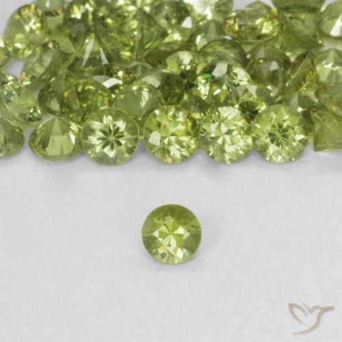 0.14ct Natural Yellow Green Demantoid Garnet, Round, VS