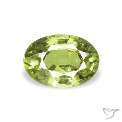 0.61 ct Green Demantoid Garnet Gemstone, Demantoid Garnet Gem in Oval Facet Shape for Sale.