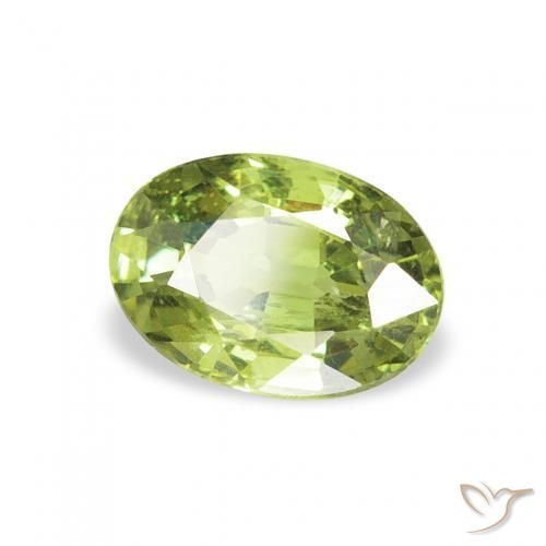 0.61 ct Green Demantoid Garnet Stone, Natural Demantoid Garnet in Oval Facet Shape for Sale
