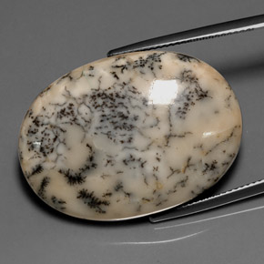 30.68 ct Multicolor Dendritic Agate Stone, Natural Dendritic Agate in Oval Cabochon Shape for Sale
