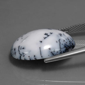 Dendritic Agate Gemstone in 22.2 x 16.6 mm Size for Sale, Dendritic Agate Stone in Black White Color