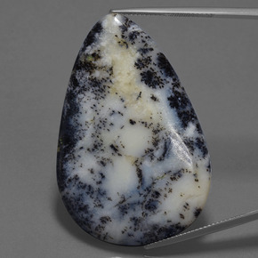 57.71 ct Multicolor Dendritic Agate Gemstone, Dendritic Agate Gem in Pear Cabochon Shape for Sale.