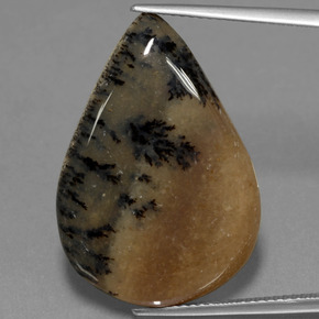 19.92 ct Multicolor Dendritic Agate Gemstone, Dendritic Agate Gem in Pear Cabochon Shape for Sale.