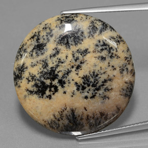 25.38 ct Multicolor Dendritic Agate Gemstone, Dendritic Agate Gem in Round Cabochon Shape for Sale.