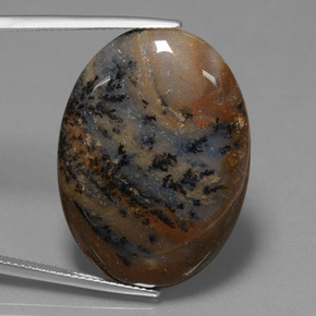 31.59 ct Multicolor Dendritic Agate Gemstone, Dendritic Agate Gem in Oval Cabochon Shape for Sale.
