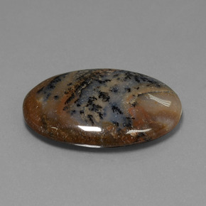 31.59 ct Multicolor Dendritic Agate Stone, Natural Dendritic Agate in Oval Cabochon Shape for Sale