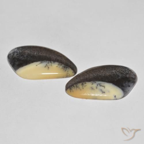 Dendritic Agate Gemstones in 32.6 x 18.3 mm Size for Sale, Dendritic Agate Stones in Brown-Black Color