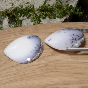 Dendritic Agate Gemstones in 28.9 x 29.4 mm Size for Sale, Dendritic Agate Stones in Black White Color