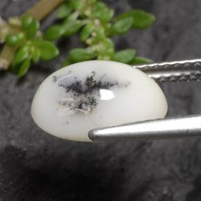 Dendritic Agate Gemstone in 11.2 x 7.8 mm Size for Sale, Dendritic Agate Stone in Black White Color