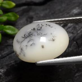 Dendritic Agate Gemstone in 12.9 x 10.6 mm Size for Sale, Dendritic Agate Stone in Black White Color