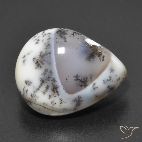 6.65 ct Pear Dendritic Agate, 15.7 x 12.4 mm From India, Photo A
