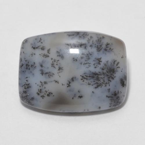 6,5 ct kissenschliff weißer Dendritischer-Achat aus Indien, Größe 16 x 12,1mm, Garantiert natürlicher Edelstein, Opaque Reinheit, 1 Stück Dendritischer-Achat in Weiß mit Schwarz Farbe, Mohs-Härte von 6,5 - 7 Geeignet für den täglichen Gebrauch im Schmuck, Photo A