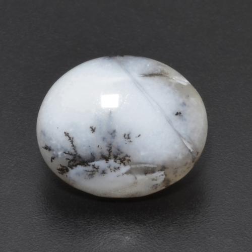 12,3 x 10,2mm ovaler weißer Dendritischer-Achat aus Indien, Gewicht von 4,45 ct, natürlicher Edelstein in Opaque Reinheit, 1 Stück ovaler Dendritischer-Achat - Farbe: Weiß mit Schwarz, Mohs-Härte von 6,5 - 7 Geeignet für den täglichen Gebrauch im Schmuck, Photo A