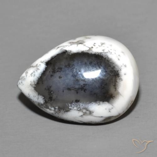 8.5 ct Pear Dendritic Agate, 18.2 x 13.3 mm From India, Photo A