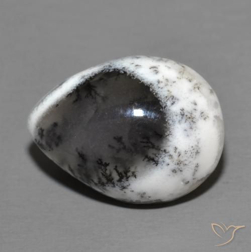 9.49 ct Pear Dendritic Agate, 17.7 x 13.2 mm From India, Photo A