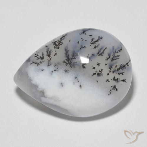 10.88 ct Pear Dendritic Agate, 18.2 x 13.6 mm From India, Photo A