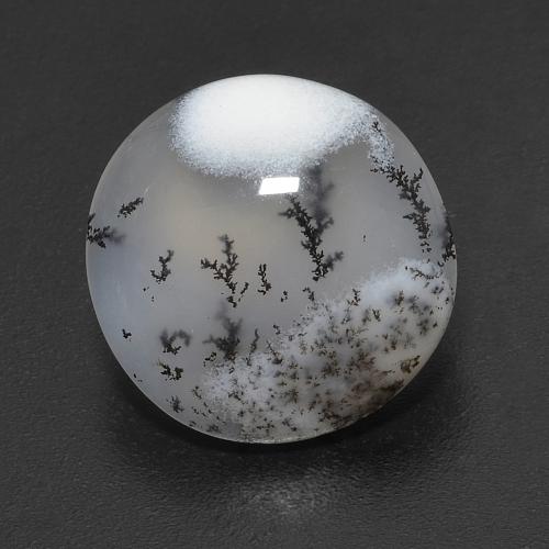 Dendritique Agate Blanc round cabochon de l'Inde, 12,3mm, poids de 4,65 ct, pierre gemme naturelle Non traité de pureté Transparent, 1 pièce d'agate dendritique, couleur Blanc multicolore, dureté Mohs de 6.5 à 7 convient aux bijoux de tous les jours, pierre de sagesse, Photo A
