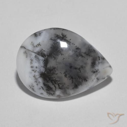 6.12 ct Multicolor Dendritic Agate Stone, Natural Dendritic Agate in Pear Cabochon Shape for Sale