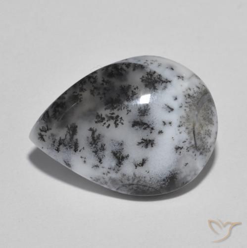 6.81 ct Pear Dendritic Agate, 18 x 13.4 mm From India, Photo A
