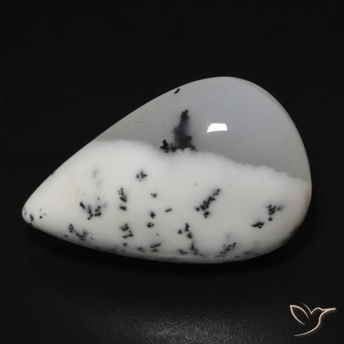 11.43 ct Pear Dendritic Agate, 21 x 13.8 mm From India, Photo A