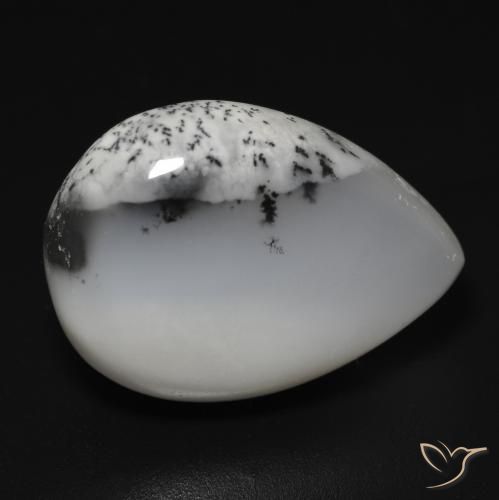 14.76 ct Pear Dendritic Agate, 20.7 x 15.1 mm From India, Photo A