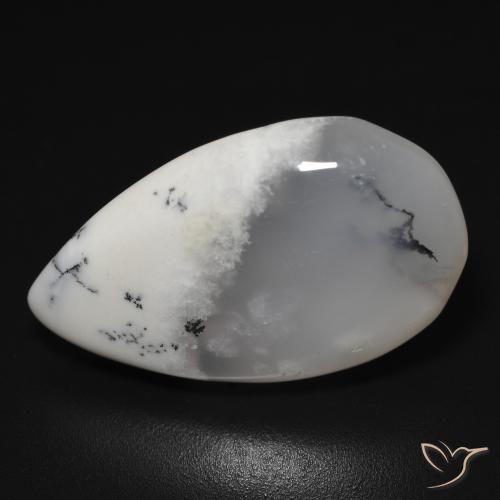 11.48 ct Pear Dendritic Agate, 22.5 x 13.5 mm From India, Photo A