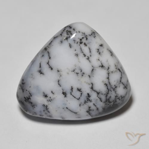 11.11 ct Pear Dendritic Agate, 17.5 x 15.5 mm From India, Photo A