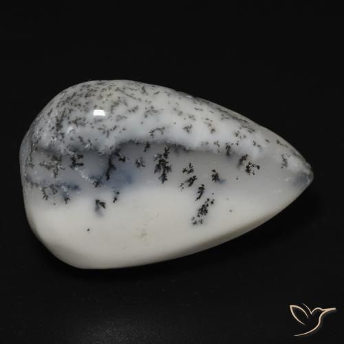 13.25 ct Pear Dendritic Agate, 21.2 x 13.9 mm From India, Photo A