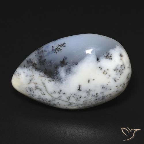 11.24 ct Pear Dendritic Agate, 21.3 x 13.4 mm From India, Photo A