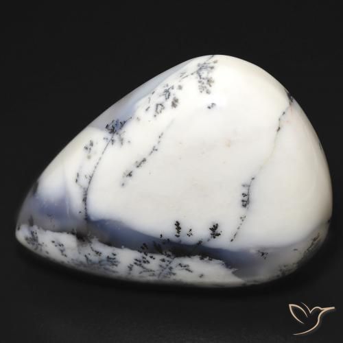 32.58 ct Pear Dendritic Agate, 27.7 x 20.9 mm From India, Photo A