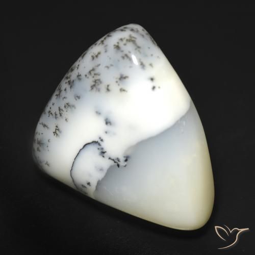 12.51 ct White Dendritic Agate Stone, Natural Dendritic Agate in Trillion Cabochon Shape for Sale