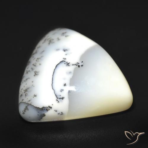 Dendritic Agate Gemstone in 18.7 x 16.9 mm Size for Sale, Dendritic Agate Stone in White with Black Color