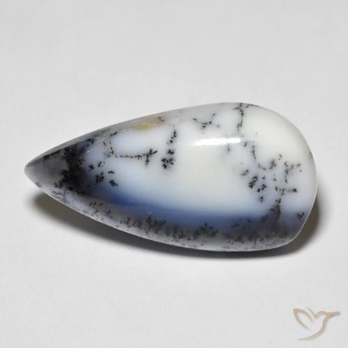 7.44 ct Pear Dendritic Agate, 20.2 x 10.4 mm From India, Photo A