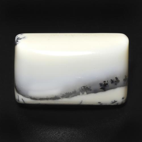 13,49 ct baguetteschliff Dendritischer-Achat aus Indien, Größe: 18,6 x 12,1mm, Reinheit: Opaque, Garantiert echter Edelstein, 1 Stück Dendritischer-Achat in Weiß mit Schwarz Farbe, Mohs-Härte von 6,5 - 7 Geeignet für den täglichen Gebrauch im Schmuck, Photo A