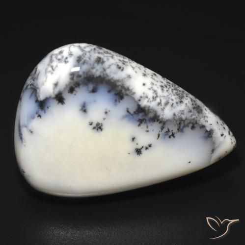 19.68 ct Pear Dendritic Agate, 25.4 x 18.3 mm From India, Photo A