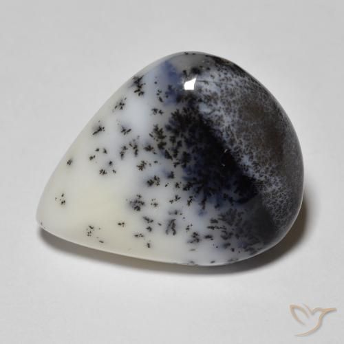 9.9 ct Pear Dendritic Agate, 17.9 x 14.9 mm From India, Photo A