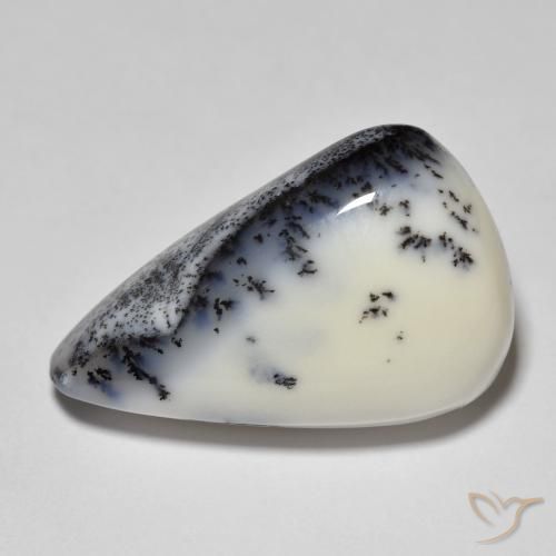 Agate dendritique poire de 12,3 ct, 21,2 x 13,1 mm d'Inde, Photo A