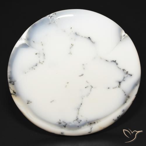 112.10ct Natural White with Black Dendritic Agate, Round, Opaque