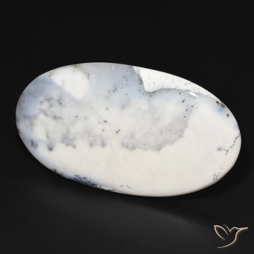109.22 ct White Dendritic Agate Stone, Natural Dendritic Agate in Oval Cabochon Shape for Sale