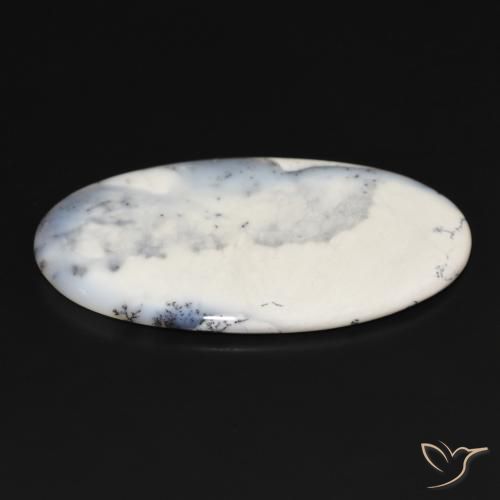 Dendritic Agate Gemstone in 64.4 x 36 mm Size for Sale, Dendritic Agate Stone in White with Black Color