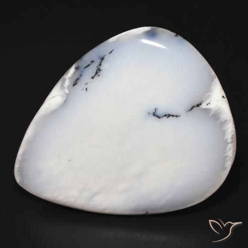 60.01ct Natural White with Black Dendritic Agate, Pear Shape, Opaque