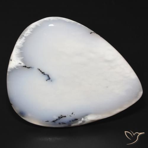 60.01 ct White Dendritic Agate Stone, Natural Dendritic Agate in Pear Cabochon Shape for Sale