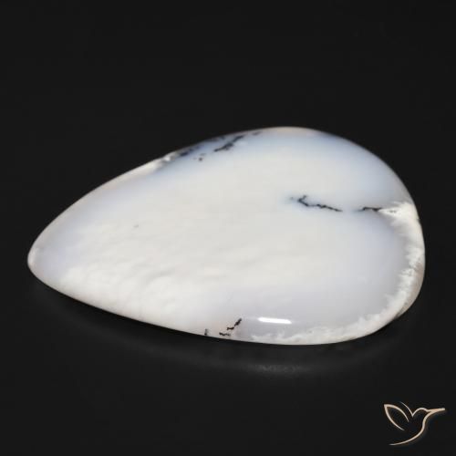 Dendritic Agate Gemstone in 40.8 x 33.9 mm Size for Sale, Dendritic Agate Stone in White with Black Color