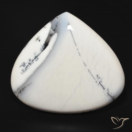 69.43ct Natural White with Black Dendritic Agate, Pear Shape, Opaque