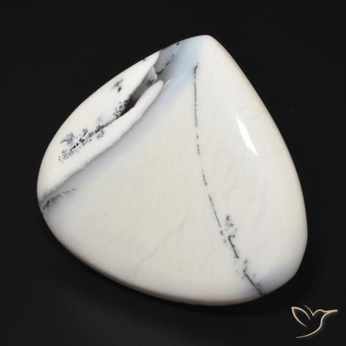 69.43 ct White Dendritic Agate Stone, Natural Dendritic Agate in Pear Cabochon Shape for Sale